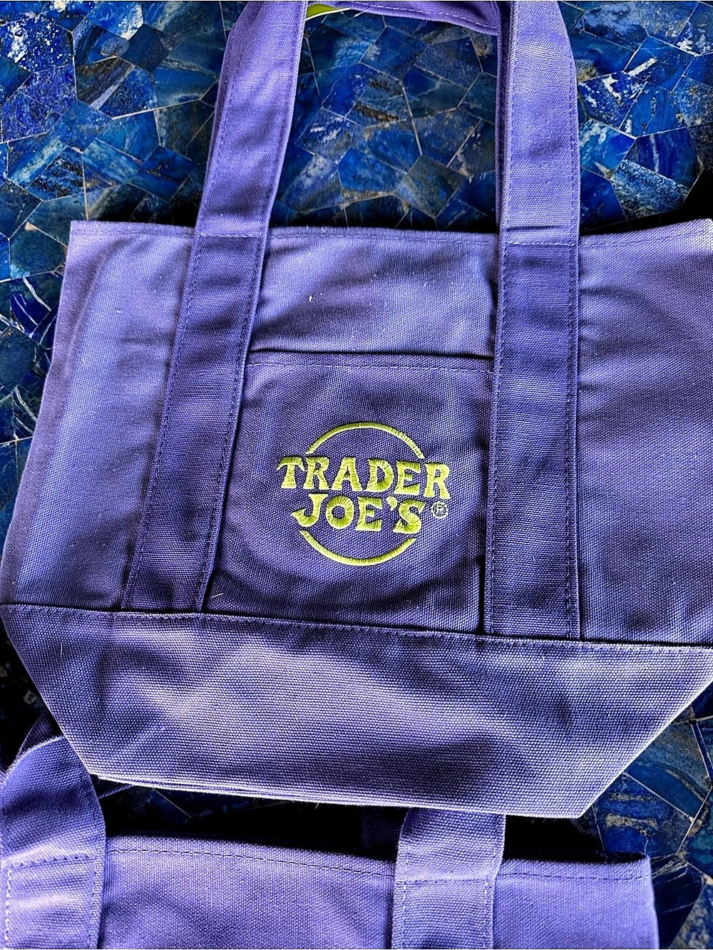 Trader Joe's Trick-or-Treat Mini Canvas Tote Bag Purple & Black Set